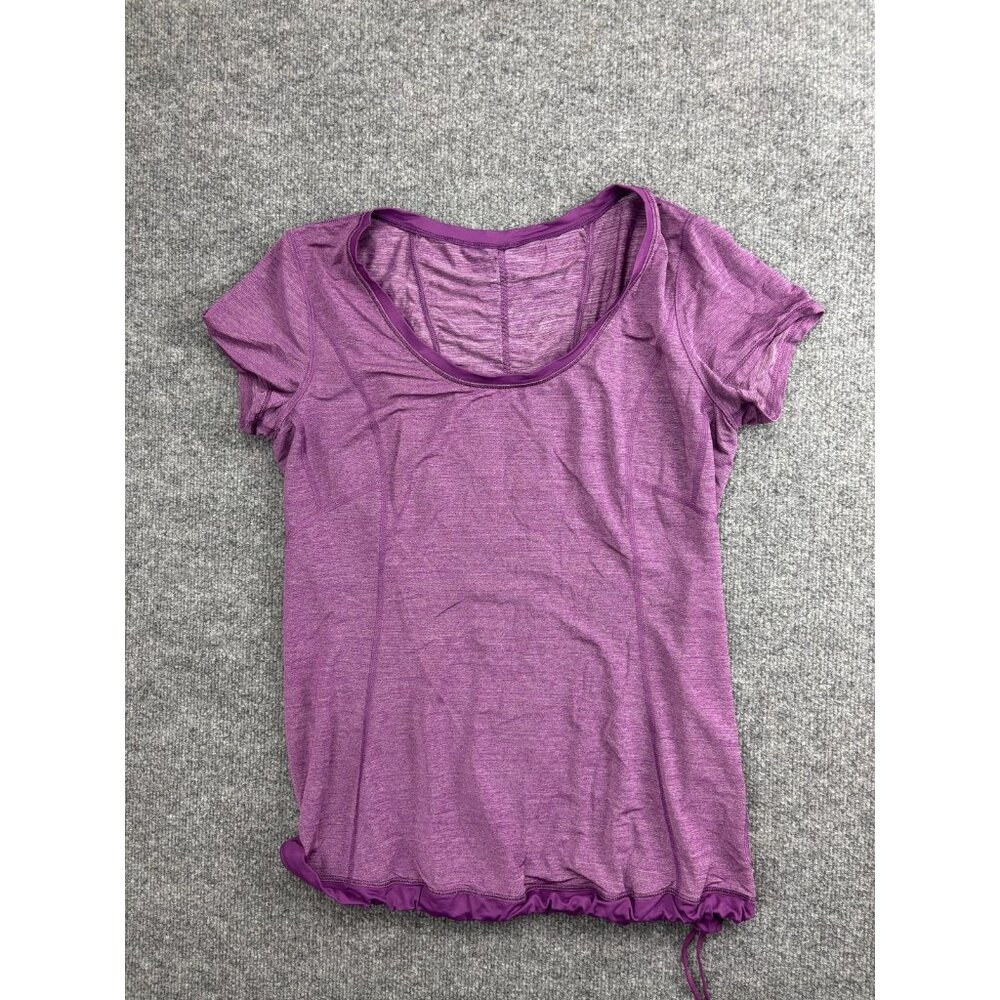 Lululemon Shirt Womens 10 Purple Ruched Back Cinch Hem Short Sleeve Athletic